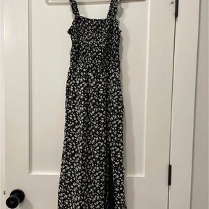 Abercrombie Floral Black and White smocked front slit Dress